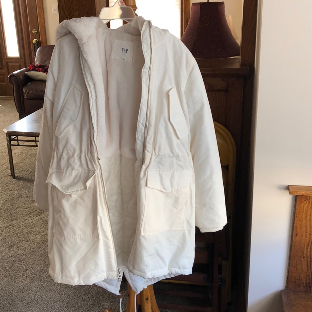 Ivory down jacket/parka size M. Never worn